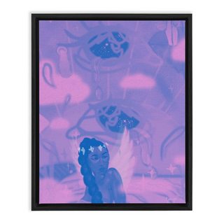 'Celestial Waters' (blue) Framed Canvas Print