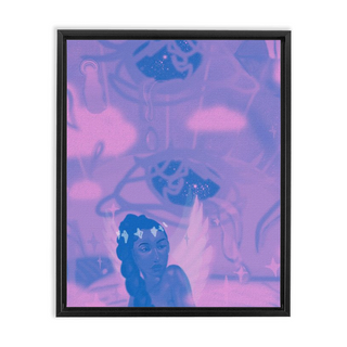 'Celestial Waters' (blue) Framed Canvas Print